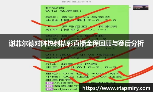 J9谢菲尔德对阵热刺精彩直播全程回顾与赛后分析